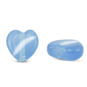 Glass beads Cat's eye heart Blue