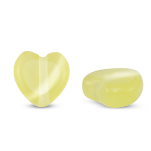 Glass beads Cat's eye heart Yellow