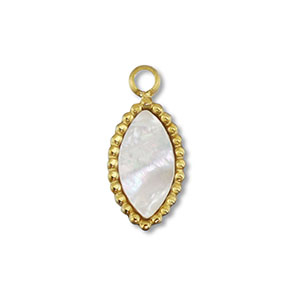 Stainless steel charm shell oval Gold-White (natural colour)