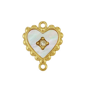 Stainless steel charm connector shell heart Gold-White (natural colour)