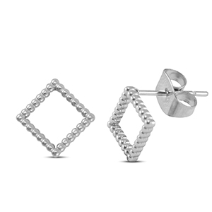 Stainless steel earrings / earpins rhombus Silver