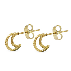 Stainless steel earrings / earpins moon Gold