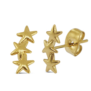 Stainless steel earrings / earpins star Gold