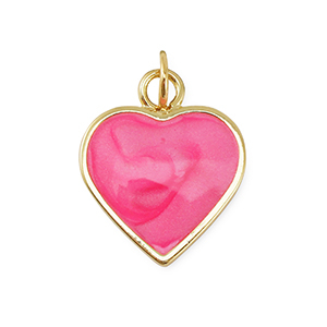 Brass TQ metal charms heart Gold-Dark Pink Marble