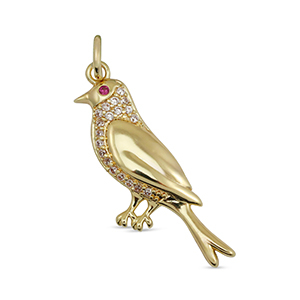 Brass TQ metal charms zirconia bird Gold