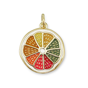 Brass TQ metal charms slice of fruit Gold-Multicolor