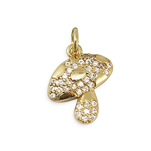 Brass TQ metal charms zirconia mushroom Gold