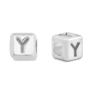 DQ Y European metal letter beads Antique Silver (nickel free)