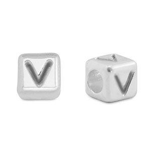 DQ V European metal letter beads Antique Silver (nickel free)