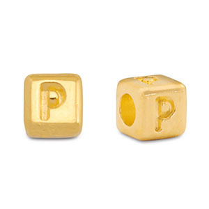 DQ P European metal letter beads Gold (nickel free)
