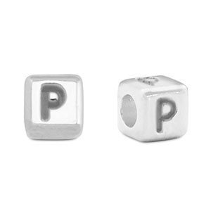 DQ P European metal letter beads Antique Silver (nickel free)