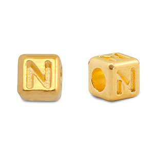 DQ N European metal letter beads Gold (nickel free)