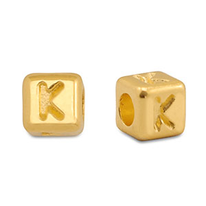 DQ K European metal letter beads Gold (nickel free)