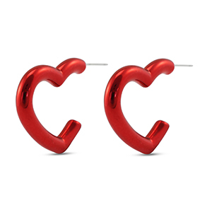 Trendy earrings heart Red