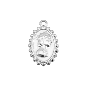 Stainless steel charms woman with crown Silver
