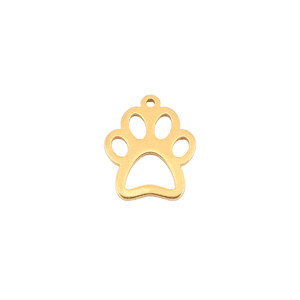 Stainless steel charms dog paw Gold