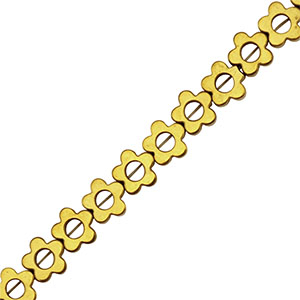 Hematite beads flower 6mm Gold