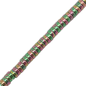 Hematite beads disc 3mm Green-Pink-AB coating