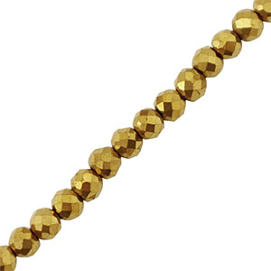 Round hematite beads 3mm faceted cut Gold
