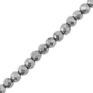 Round hematite beads 3mm faceted cut Silver