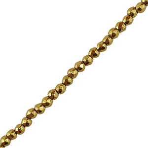 Round hematite beads 2mm faceted cut Gold