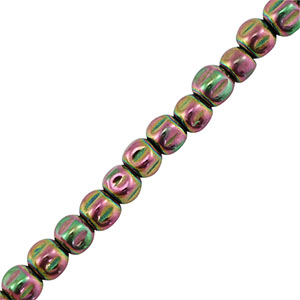 Hematite beads cube 4mm Green-Pink-AB coating