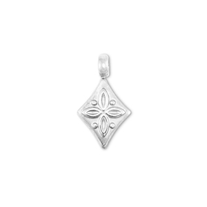 Stainless steel charms rhombus with flower Silver