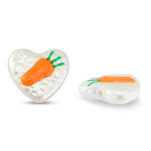Acrylic beads heart with carrot Pearl-Orange-Green
