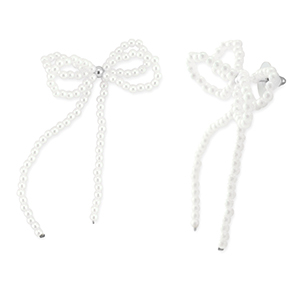 Trendy earrings/earpin beaded bow White-Silver