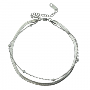 Stainless steel anklets duo layer Silver