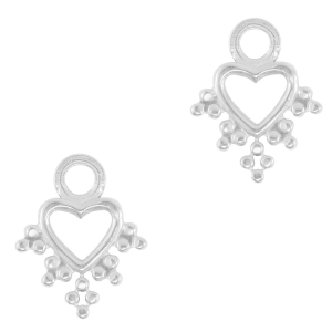 Stainless steel charms heart Silver