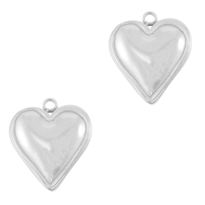 Stainless steel charms heart Silver