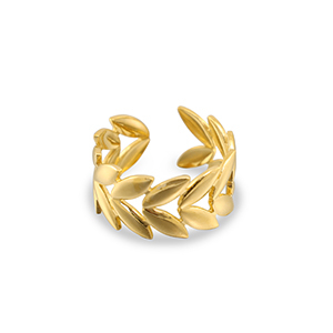 Stainless steel rings leaf Gold