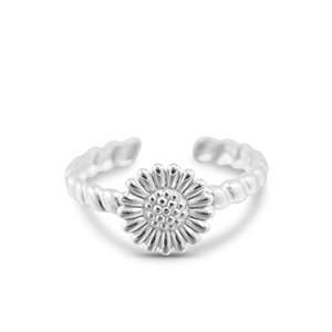 Stainless steel rings flower Silver
