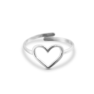 Stainless steel rings heart Silver