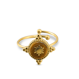 Stainless steel rings snowflake Gold-Brown