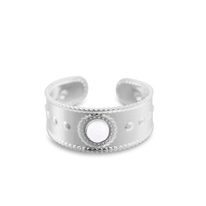 Stainless steel rings pearl Silver-White