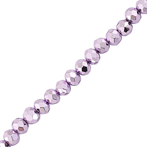 Top faceted beads 4x3mm disc Metallic Purple