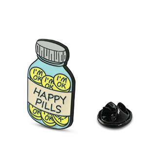 Pins "Happy pills" Champagne-Yellow-Blue