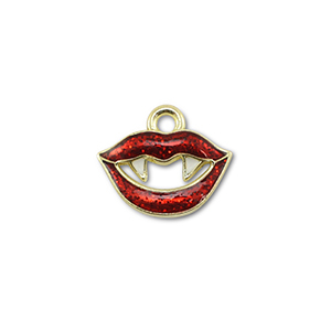 Metal charms vampire's mouth Gold-Red