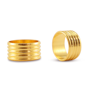 DQ metal slider ring with ribs Gold (Nickelfree)