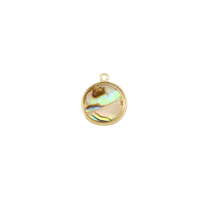 Resin pendants with imitation shell round Gold-Taupe