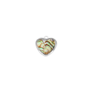 Resin pendants with imitation shell heart Silver-Ocean Green