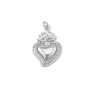 Brass TQ metal charms heart Silver