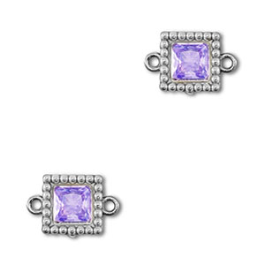 Stainless steel connectors zirconia square Silver-Purple