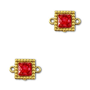 Stainless steel connectors zirconia square Gold-Red