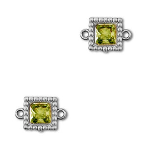 Stainless steel connectors zirconia square Silver-Lime Green