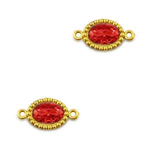 Stainless steel connectors zirconia oval Gold-Red