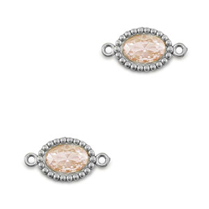 Stainless steel connectors zirconia oval Silver-Light Orange
