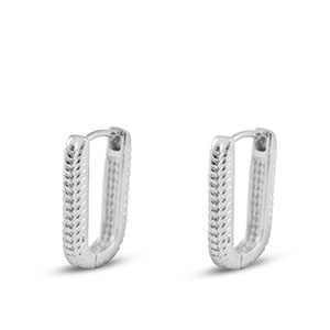 Brass TQ metal earrings / earpins oval Silver